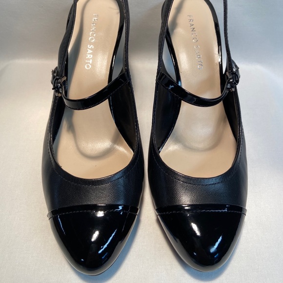 Frank Sarto black sling back heels - Picture 2 of 7